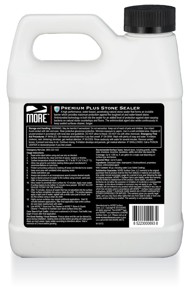 MORE™ Premium Plus Stone Sealer - w/Antimicrobial Protection